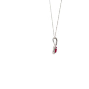 10 Karat White Gold Ruby Halo Pendant Necklace
