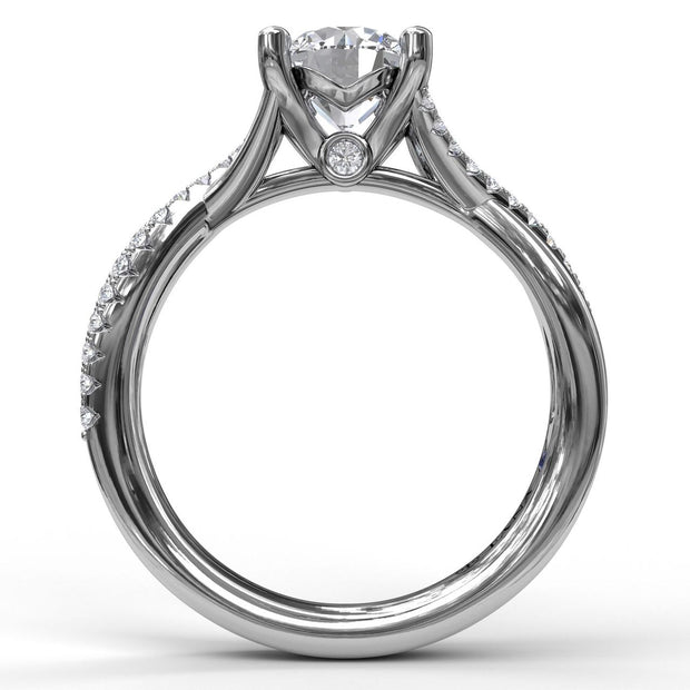 14 Karat White Gold Twist Band Semi-Mount Ring