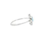 Blue Topaz and Diamond Flower Ring