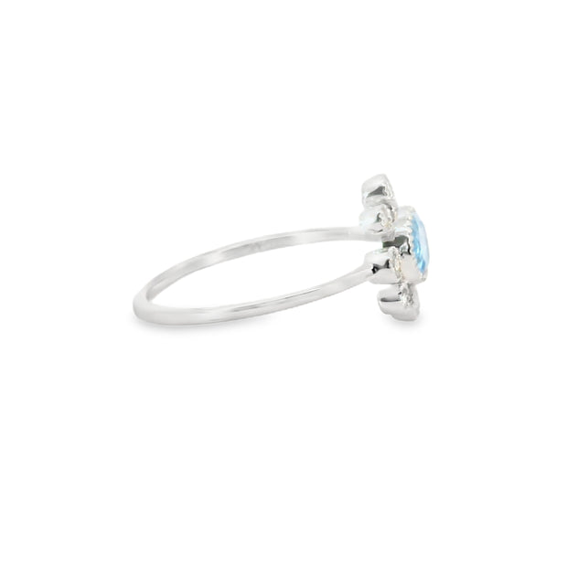 Blue Topaz and Diamond Flower Ring