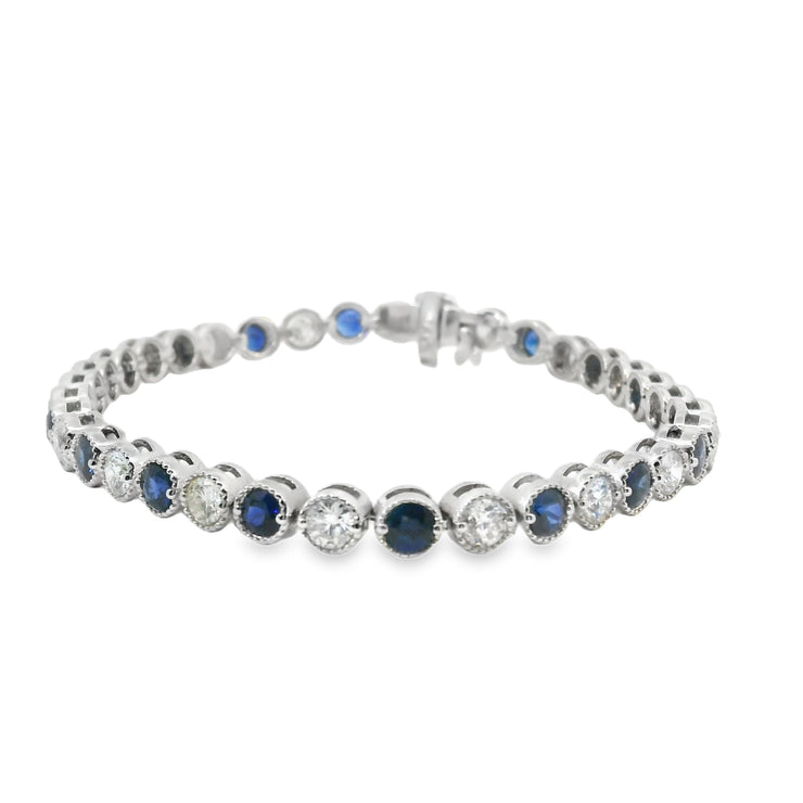 Sapphire and Diamond Bezel Set Tennis Bracelet