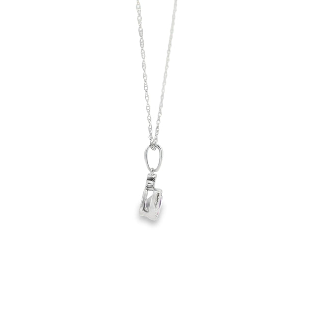 Amethyst and Diamond Bezel Set Pendant
