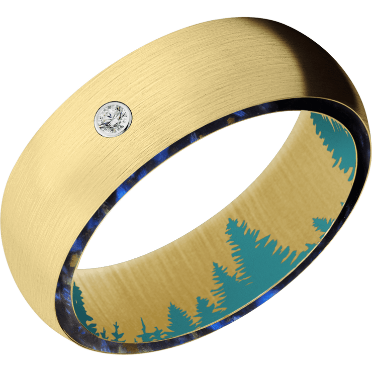 18K Yellow Gold + Satin Finish + Teal