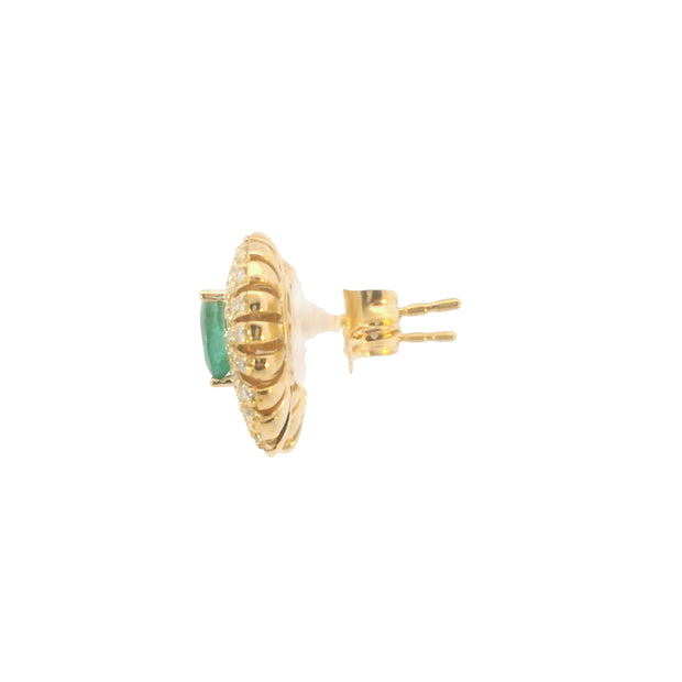 Starburst Halo Earrings with Emeralds and Diamonds