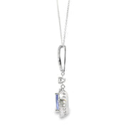 Tanzanite and Diamond Halo Drop Pendant