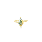 Moss Agate Ring with Diamond Accent