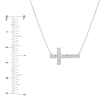 Diamond-Cut Sideways Cross Necklace