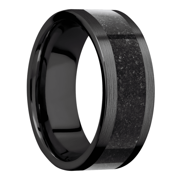 Zirconium with Satin Finish and Dinosaur Bone Black Inlay