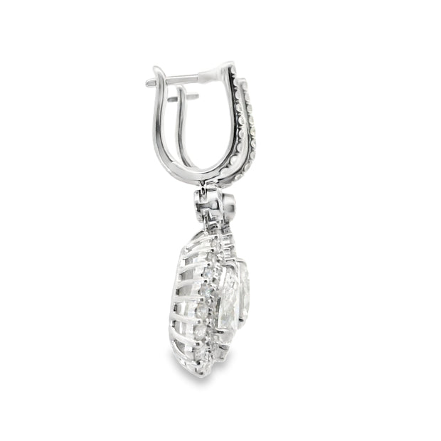 Pear Diamond Drop Earrings with Double Halo
