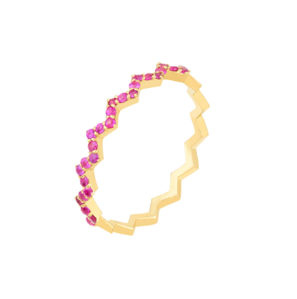 Yellow Gold Zig Zag Ruby Ring