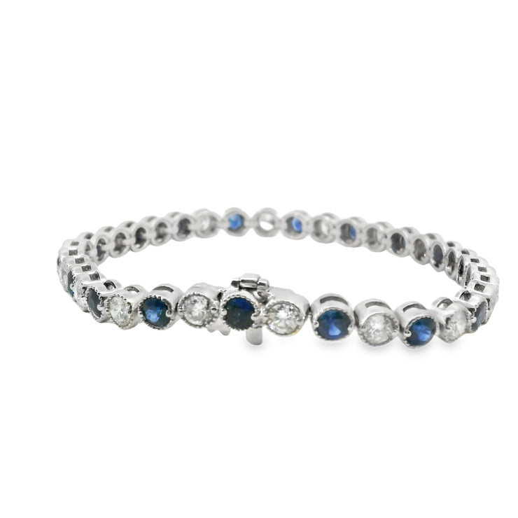 Sapphire and Diamond Bezel Set Tennis Bracelet