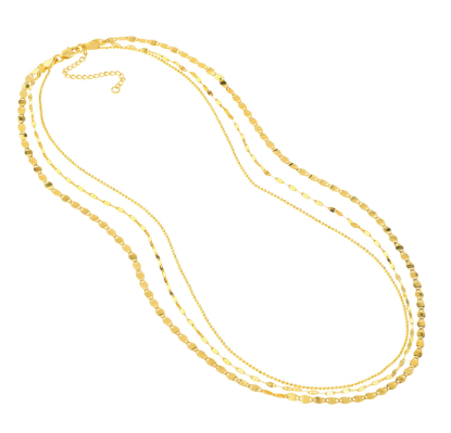 Yellow Gold Triple Strand Necklace