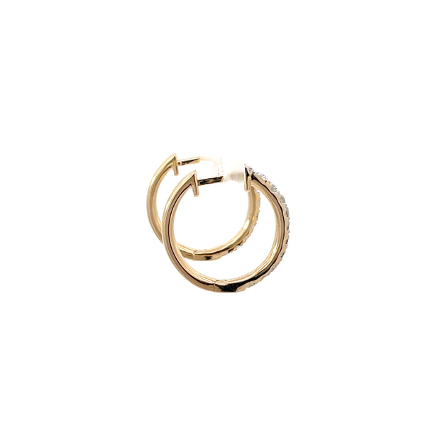 14 Karat Yellow Gold Diamond Huggies