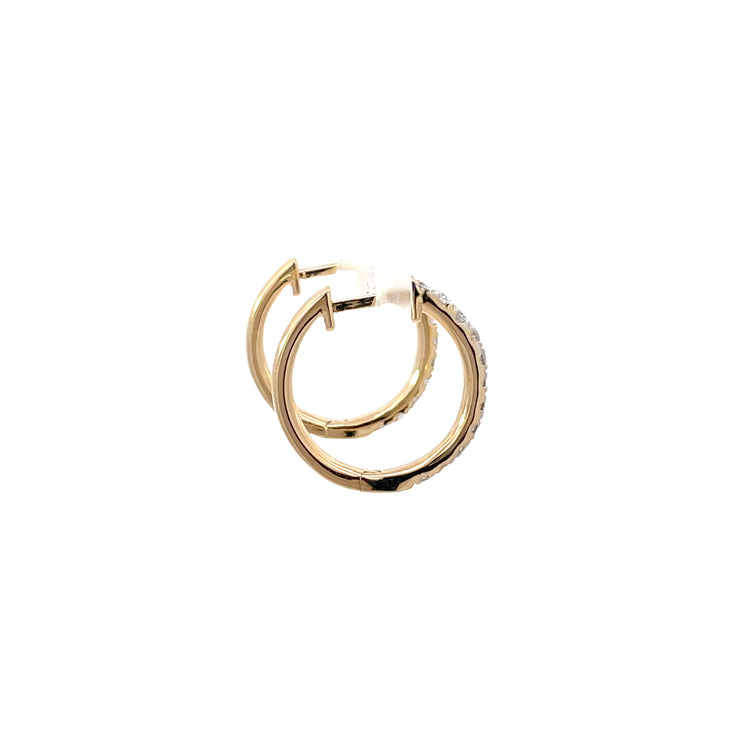 14 Karat Yellow Gold Diamond Huggies