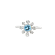 Blue Topaz and Diamond Flower Ring