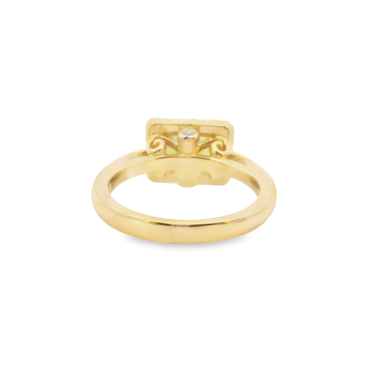 Peridot and Diamond Halo Ring