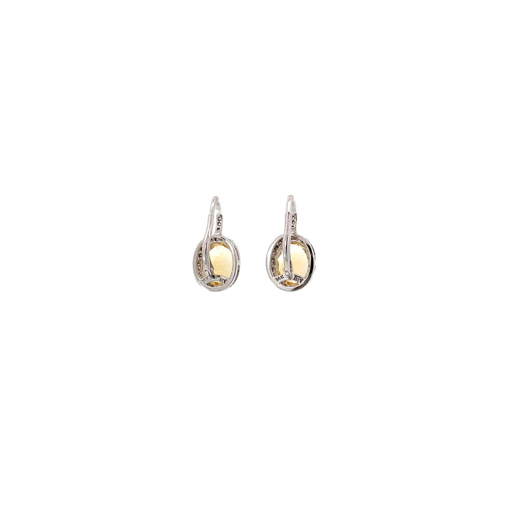 14k White Gold Citrine Diamond Drop Earrings