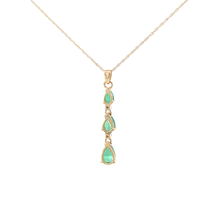 Emerald Diamond Dangle Pendant Necklace