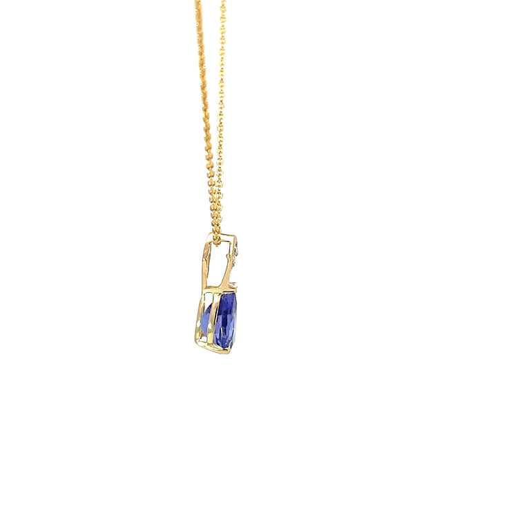 Yellow Gold Tanzanite Dangle Necklace