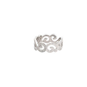 18 Karat White Gold Diamond Scroll Ring