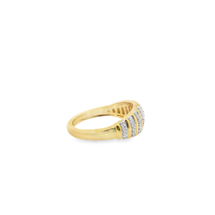 Ribbed Diamond Dome Ring