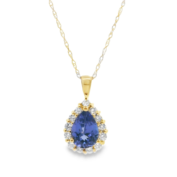Tanzanite and Diamond Halo Pendant