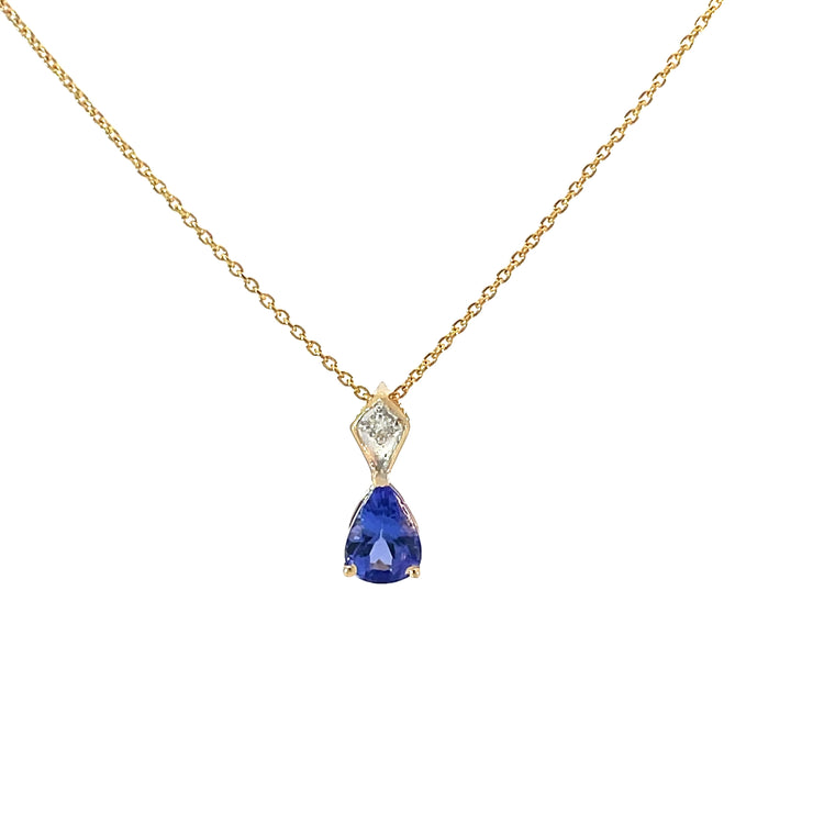 Yellow Gold Tanzanite Dangle Necklace