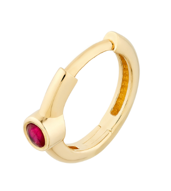 Yellow Gold Ruby Huggies