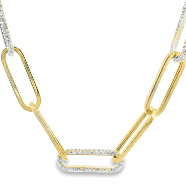 Diamond Pave Chunky Paperclip Necklace
