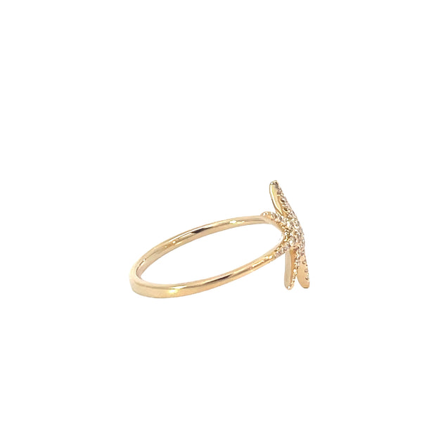 14k Yellow Gold Diamond Starburst Ring
