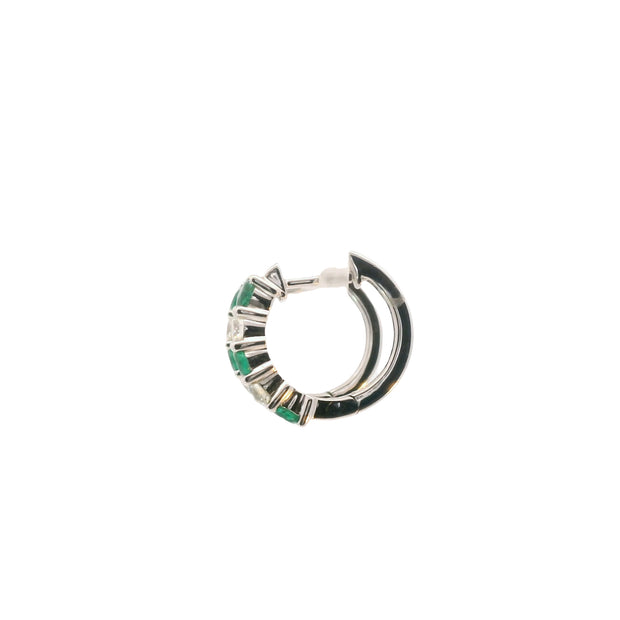 Huggies with Emeralds and Diamonds