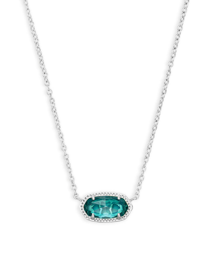 Kendra Scott Silver Toned Elisa Necklace with London Blue Stone