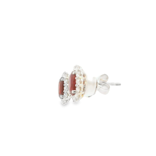 Ruby Earrings with Diamond Halos