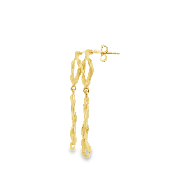 Jorge Revilla Yellow Gold Double Twist Drop Earrings