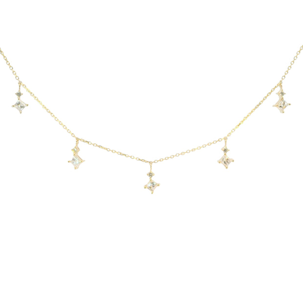 Princess Diamond Station Necklace