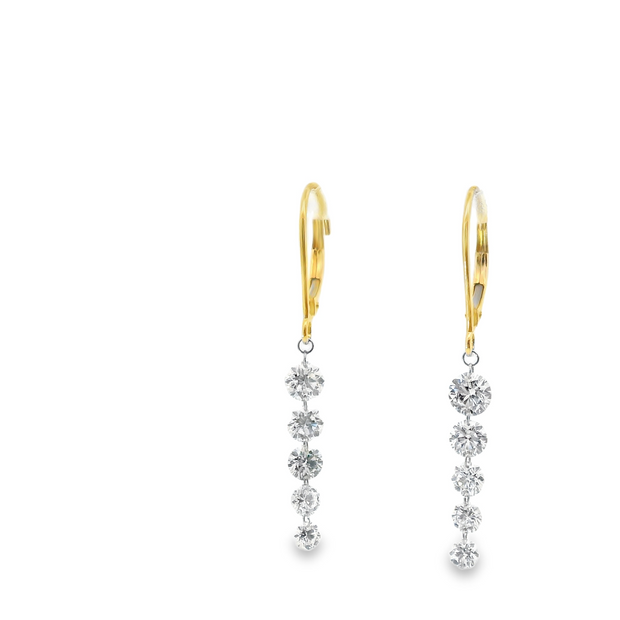 14 Karat Yellow Gold Lab Grown Diamonds Drop Earrings
