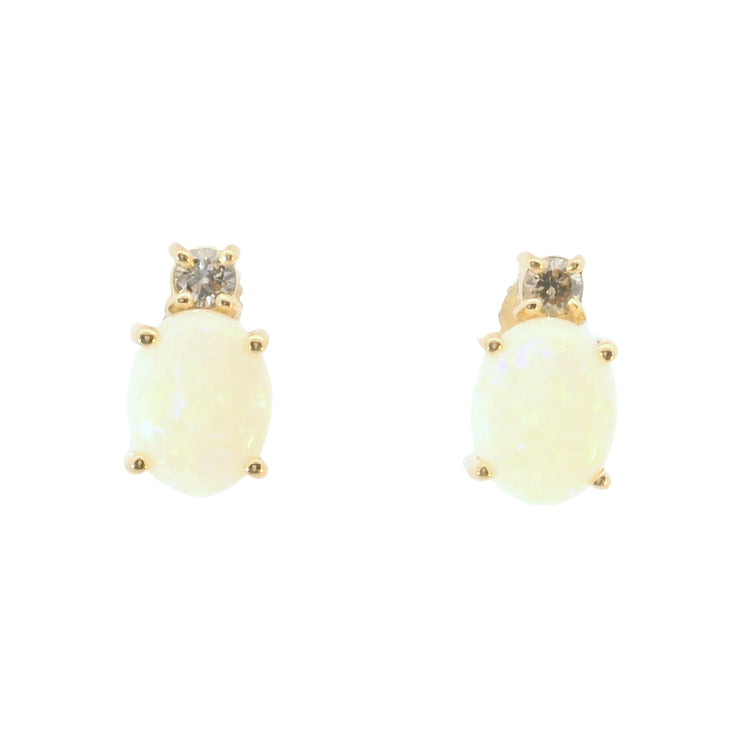 Studs with Opals and Diamonds