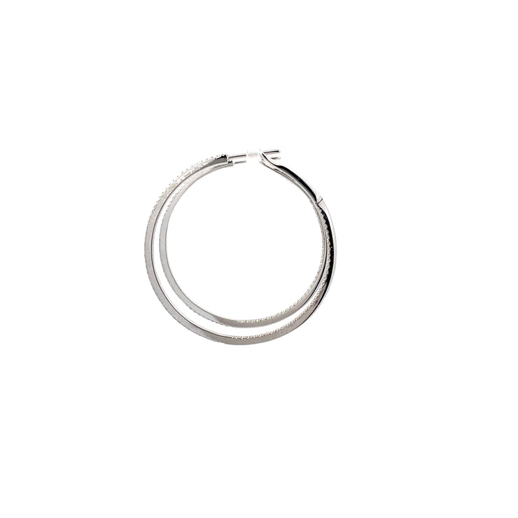 18 Karat White Gold Diamond Hoops