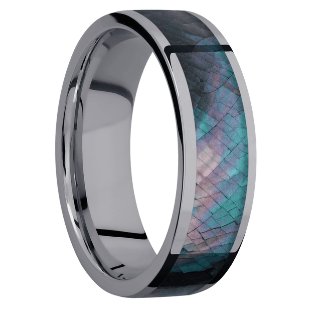 Tantalum with Polish Finish and Black Mother of Pearl Inlay