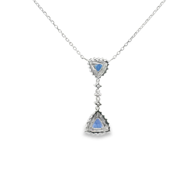 Sapphire and Diamond Halo Drop Pendant