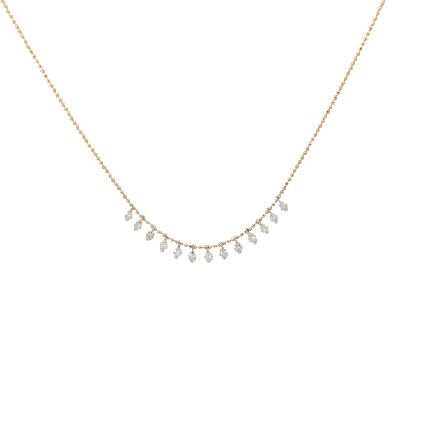 Yellow Gold Diamond Dangle Station Necklace