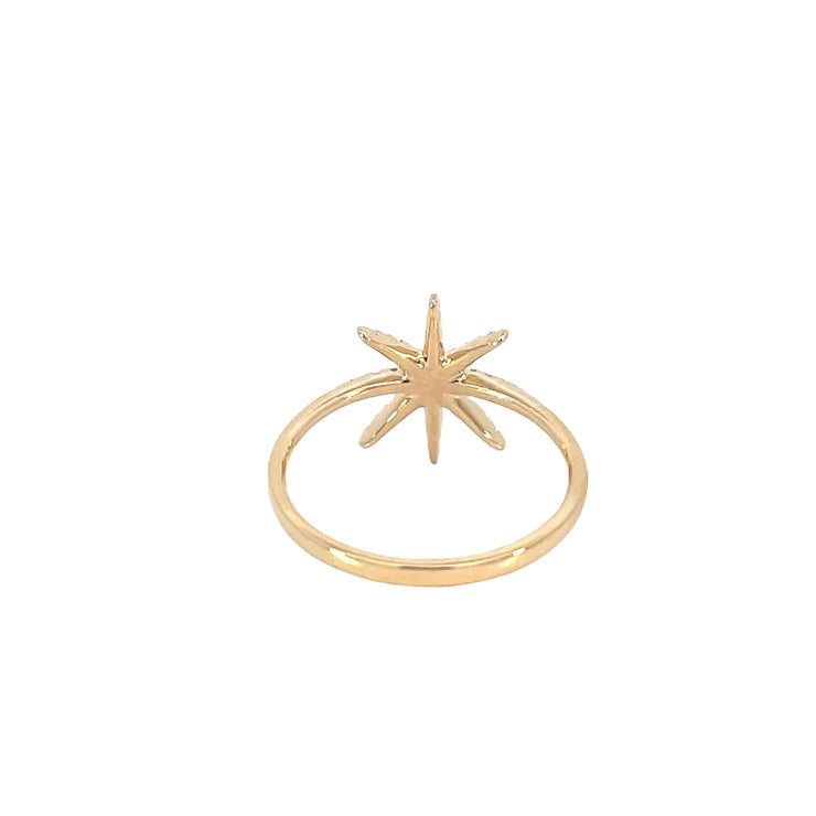 14k Yellow Gold Diamond Starburst Ring