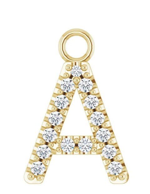 Yellow Gold Diamond "A" Dangle