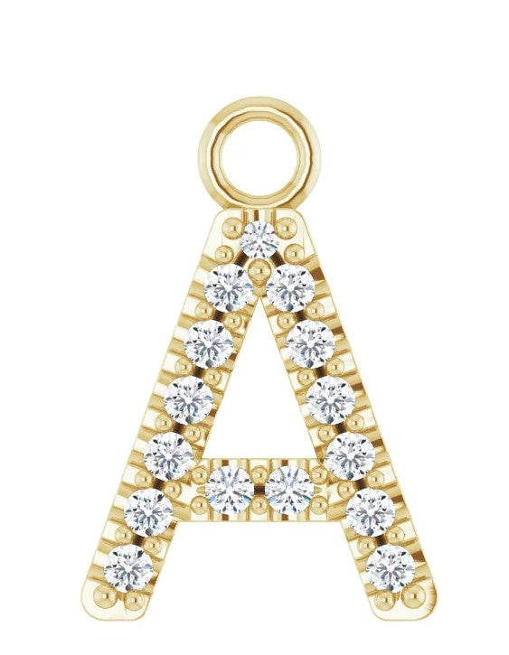 Yellow Gold Diamond "A" Dangle