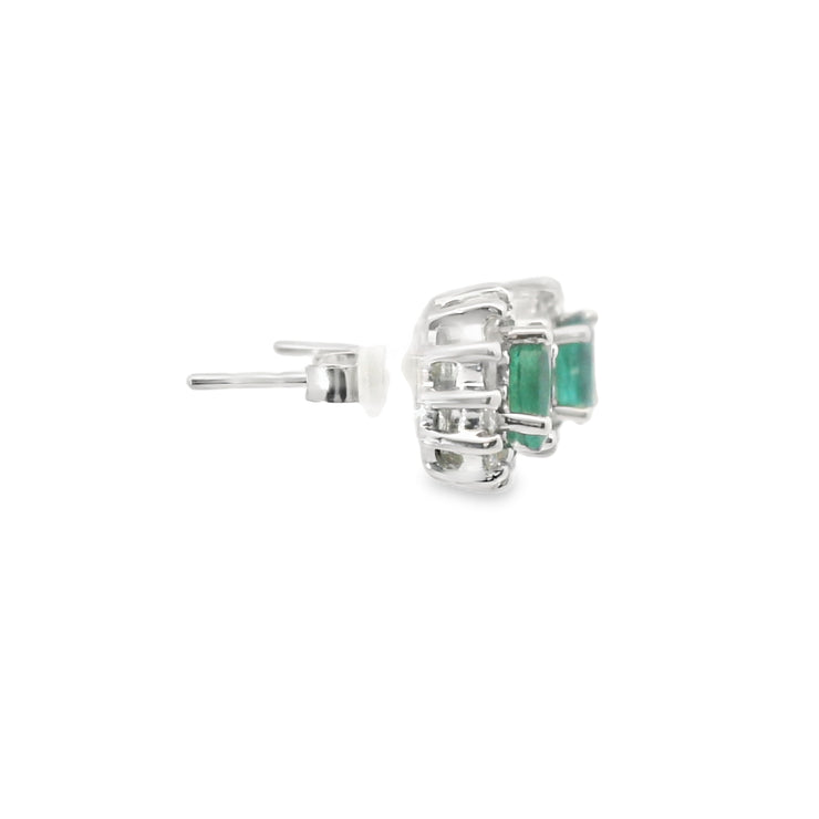 Emerald and Diamond Halo Earrings