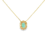 Emerald and Diamond Halo Pendant