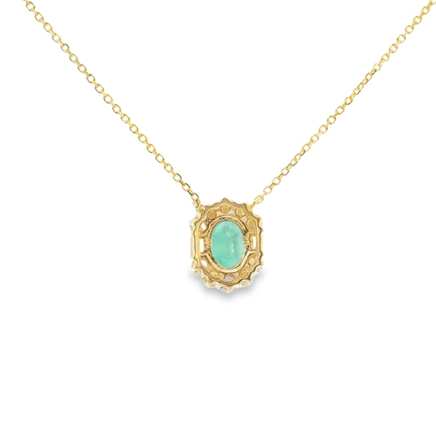 Emerald and Diamond Halo Pendant
