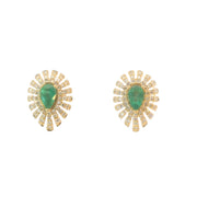 Starburst Halo Earrings with Emeralds and Diamonds
