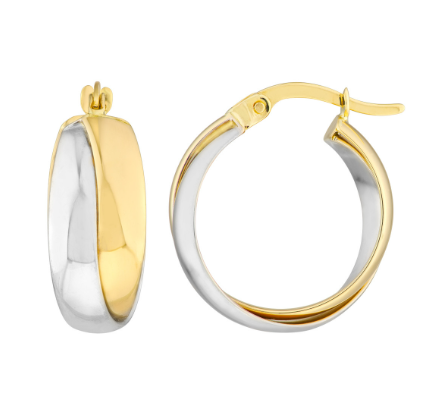 Two-Tone Overlaping Tube Round Hoop Earrings