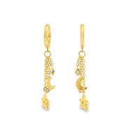 Yellow Gold Vermeil Huggies with Iolite Star and Moon